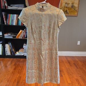 Elegant Gold Paisley Dress